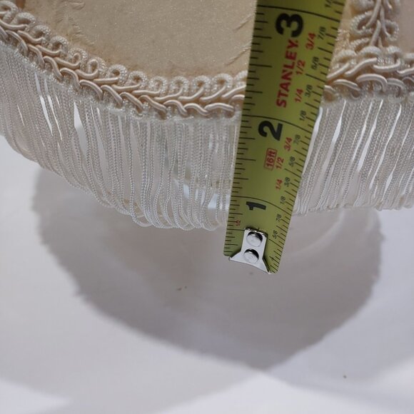 Cream Boudoir Lamp Shade with Tassel Bottom Frindge1960's 7 Inches Tall - Picture 14 of 16